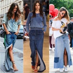 Vintage 1990’s Tommy Hilfigure Jean Denim Long Maxi Skirt